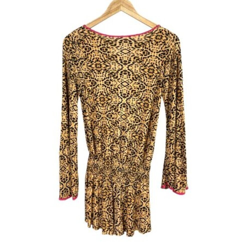 SOFIA BY VIX ABSTRACT LEOPARD PRINT COVER UP MINI DRESS